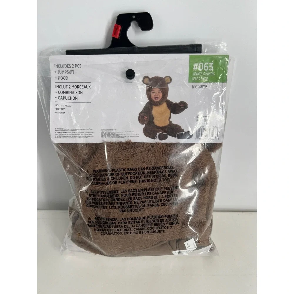 Cuddly Teddy‎ Bear Costume Infant 3-6 Months Jumpsuit Hood Halloween